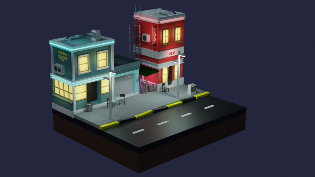 Kleine stad in blender